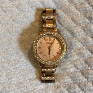 Fossil Rose Gold Rhinestone Studded Watch